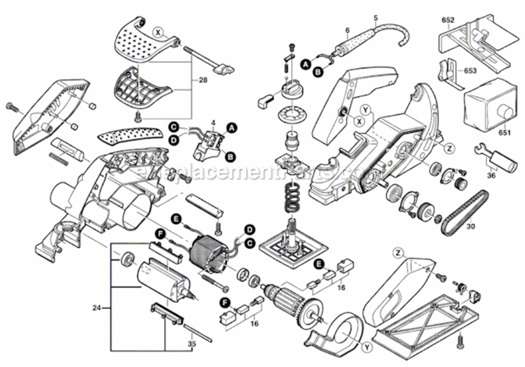 Page A Diagram and Parts List for 1560 F012156000 Bosch Planer Jointer