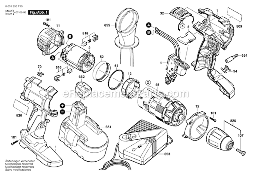 Page A Diagram and Parts List for 15618 0601994F10 Bosch Impact Driver