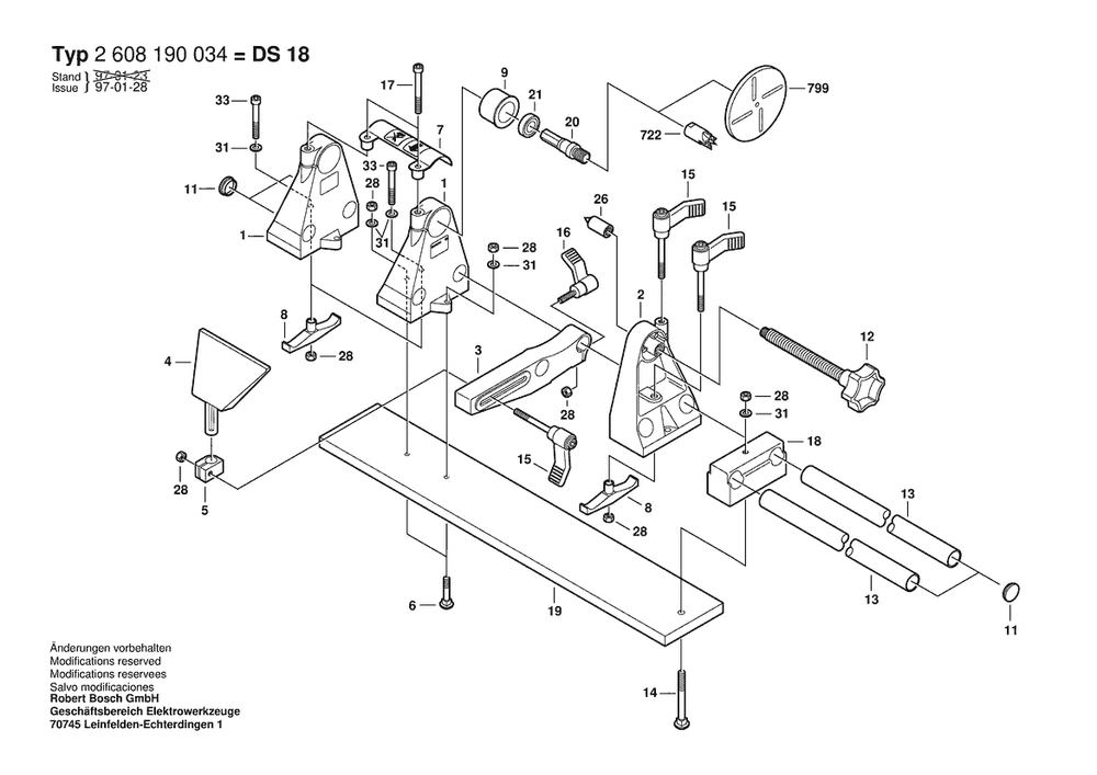 Section 1 Diagram and Parts List for DS18DRECHSELG 2608190034 Bosch Miscellaneous