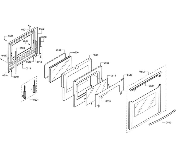 Door Assy Diagram and Parts List for HES7282U 07 Bosch Range