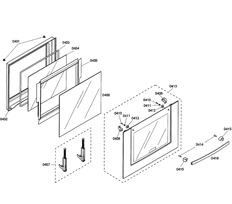 Door Assy Diagram and Parts List for HBL8450UC 02 Bosch Wall Oven