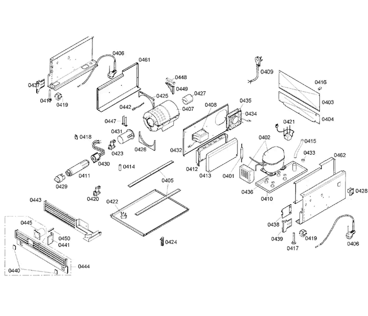 Compressor Diagram and Parts List for T24ID80NRP 19 Thermador Freezer