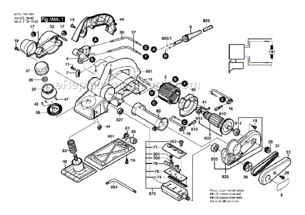 Page A Diagram and Parts List for 1594K  Bosch Planer Jointer