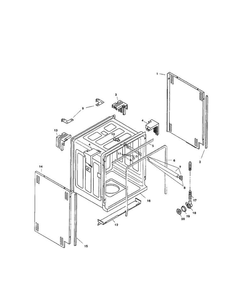 Tank Assembly Diagram and Parts List for SHU4326UC 12 Bosch Dishwasher