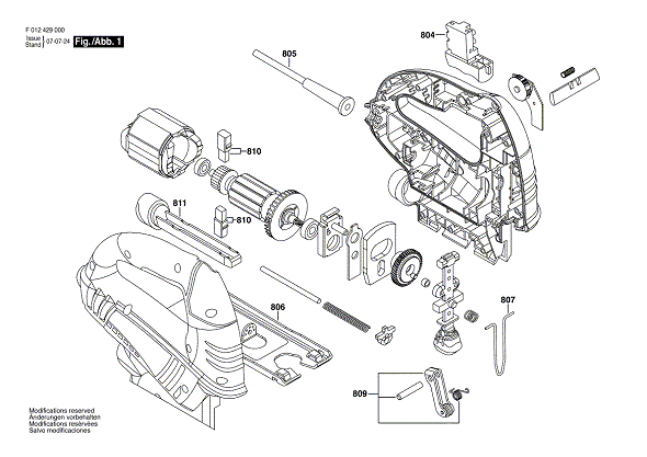 Bosch 4290 (F012429001) Diagram and Parts List for 4290 F012429001 Bosch Jig Saw