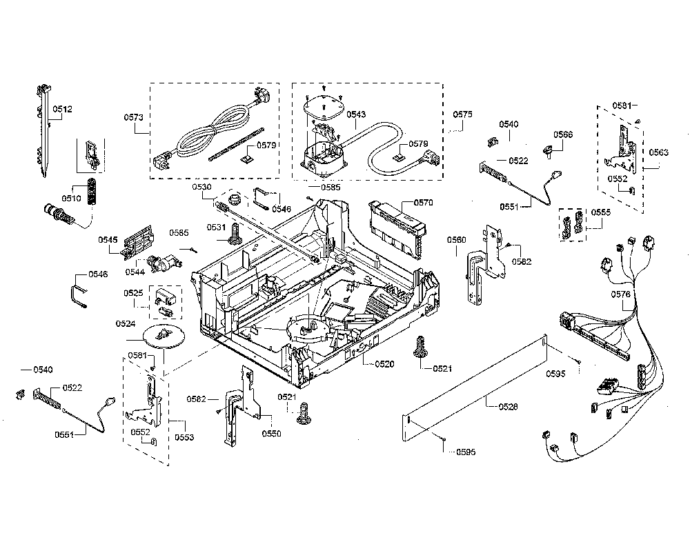 Base/power cord Diagram and Parts List for SHX863WB5N 01 Bosch Dishwasher