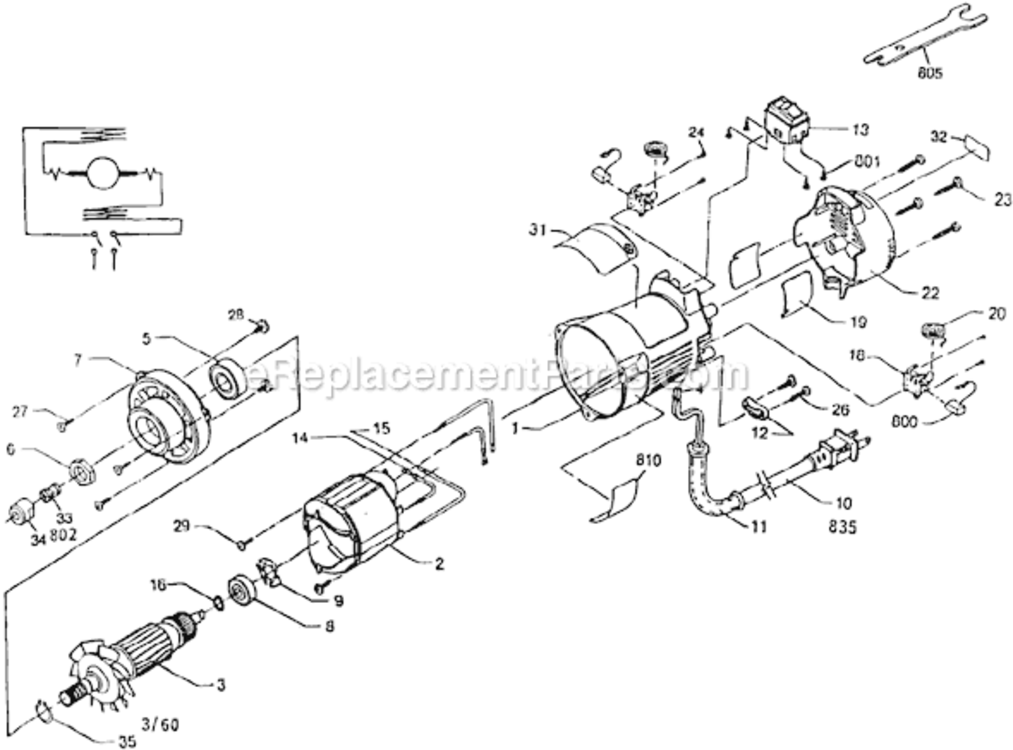 Page A Diagram and Parts List for 1608LX 0601608434 Bosch Laminate Trimmer