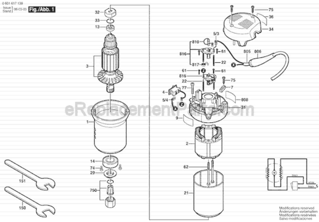 Page A Diagram and Parts List for 16171 0601617139 Bosch Router