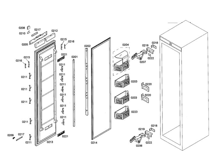 Refrigerator Door Diagram and Parts List for T24IR70FSS-01  Thermador Refrigerator