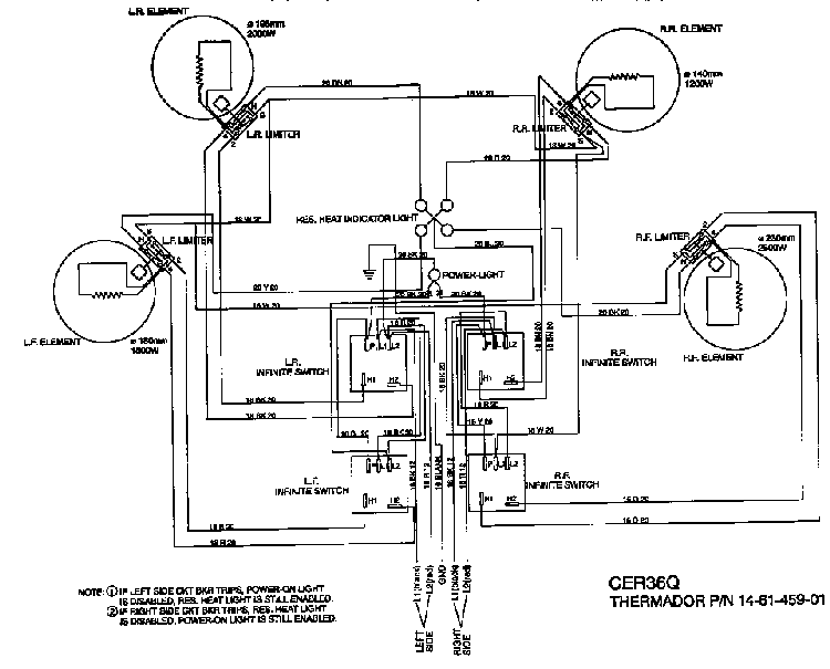 Section 3 Diagram and Parts List for CER36QB  Thermador Cooktop