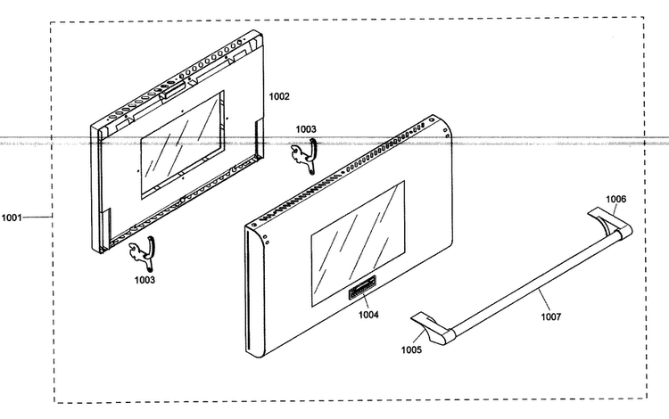 Oven Door Diagram and Parts List for PRL364ELG02  Thermador Range