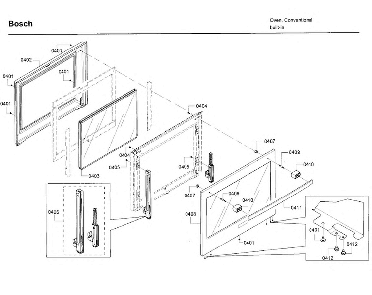Door Asy Diagram and Parts List for HBL8651UC 02 Bosch Wall Oven