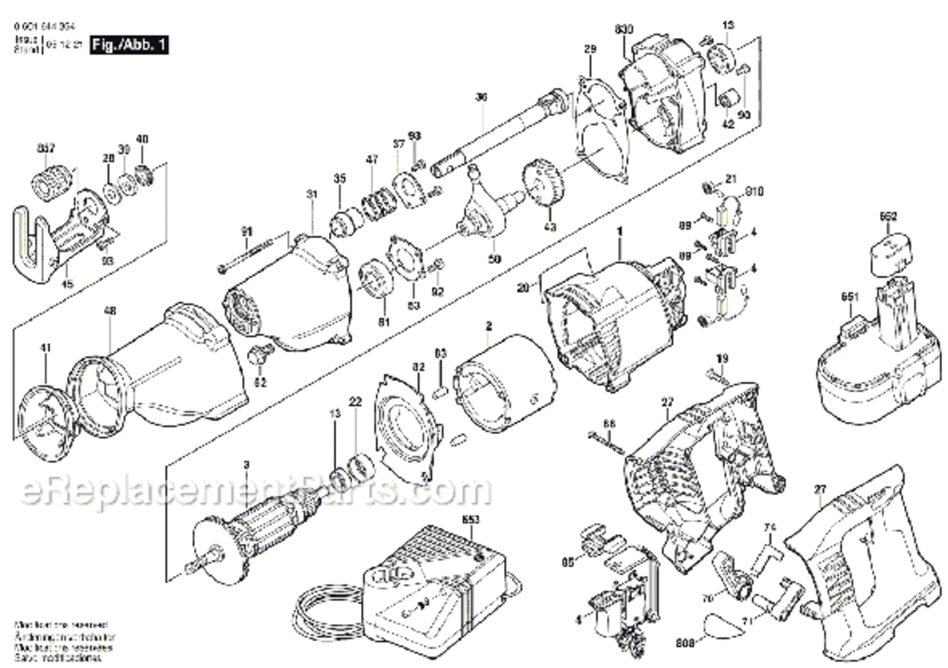 Page A Diagram and Parts List for 1646K 0601644364 Bosch Reciprocating Saw