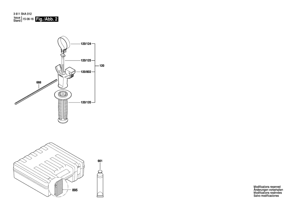 Page B Diagram and Parts List for RH328VCQ 3611B4A012 Bosch Hammer