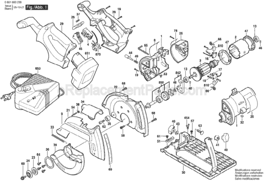 Page A Diagram and Parts List for 1662 060166C326 Bosch Circular Saw