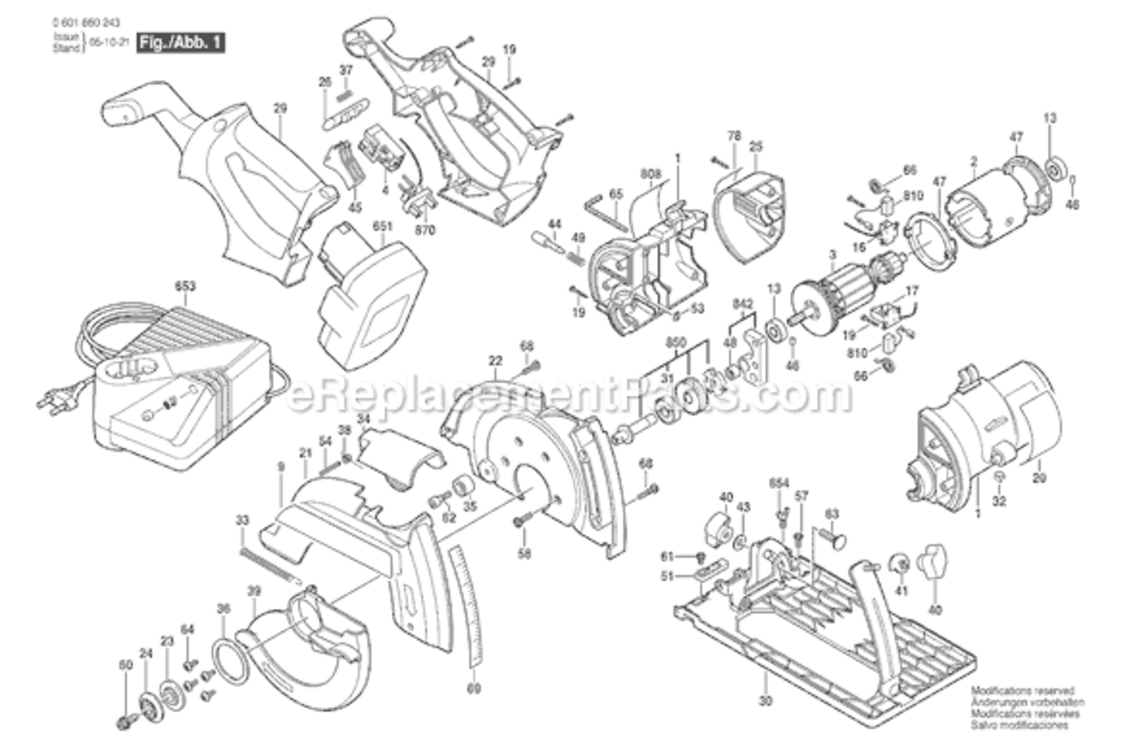 Page A Diagram and Parts List for 1662 060166C343 Bosch Circular Saw