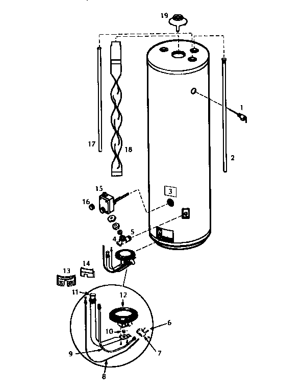 Replacement Parts Diagram and Parts List for 153333531  Kenmore Water Heater