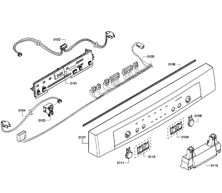 Control Panel Diagram and Parts List for SHE4AM15UC 05 Bosch Dishwasher
