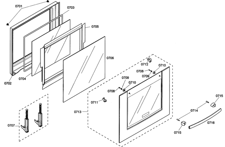 Lower Door Diagram and Parts List for HBN3520UC 03 Bosch Wall Oven