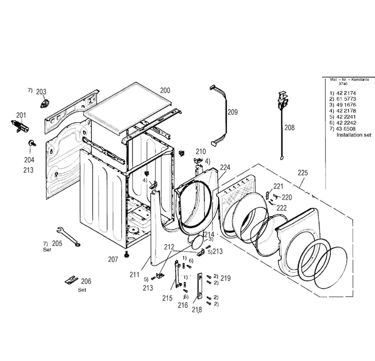 Base & Frame Diagram and Parts List for WFXD8400UC 01 Bosch Washer