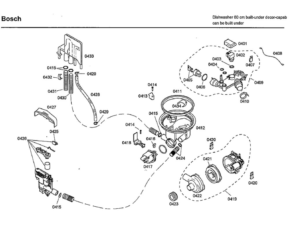 Pump Diagram and Parts List for SHU33A06UC 47 Bosch Dishwasher