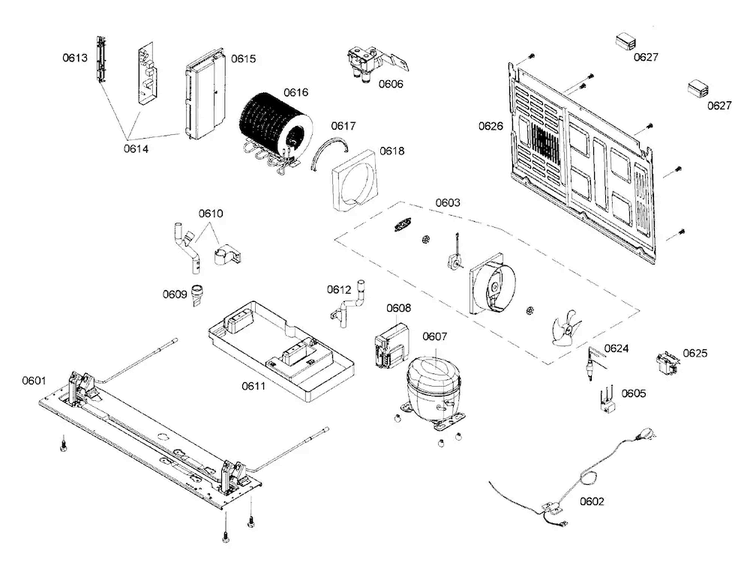 Compressor Diagram and Parts List for B22CS80SNS 04 Bosch Refrigerator
