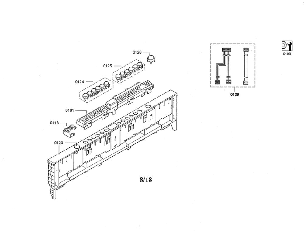 Panel/Frame/Main Switch Diagram and Parts List for DWHD640JFP B3 Thermador Dishwasher