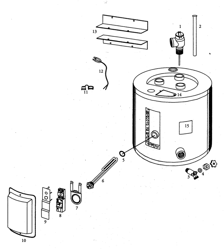 Water Heater Diagram and Parts List for 153317020  Kenmore Water Heater
