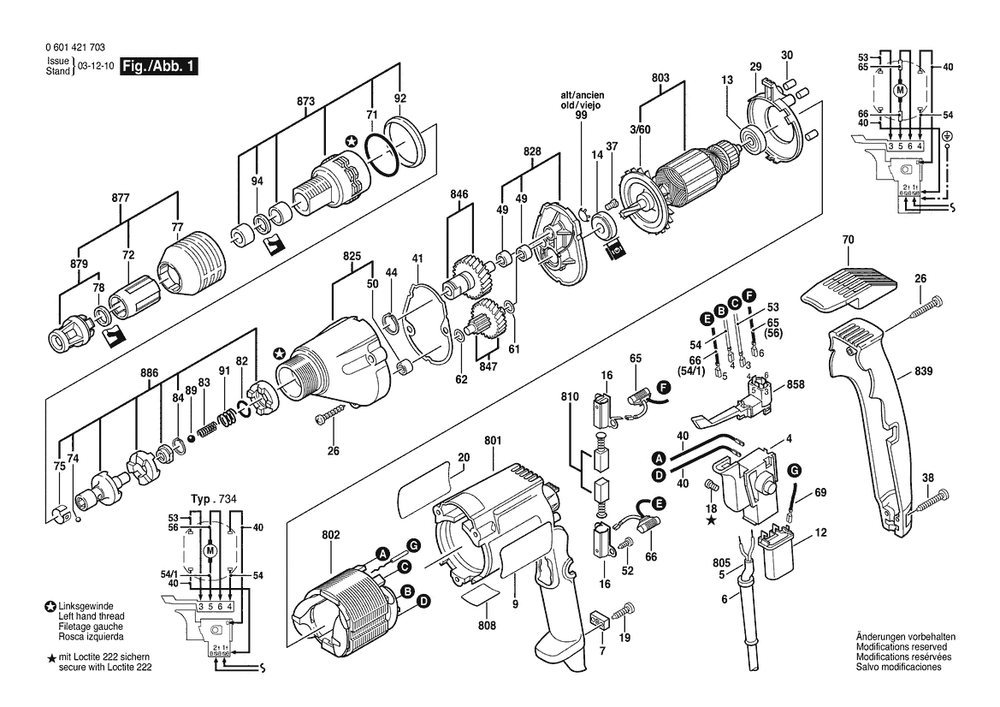 Section 1 Diagram and Parts List for GSR6-25TE 0601421706 Bosch Screwdriver