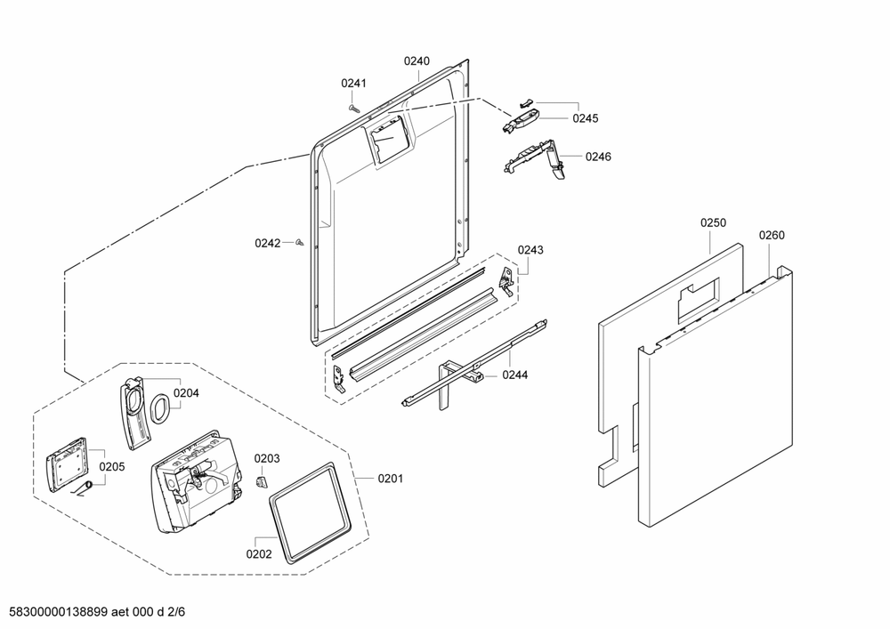 Diagram 2 Diagram and Parts List for SHE68E05UC-25  Bosch Dishwasher