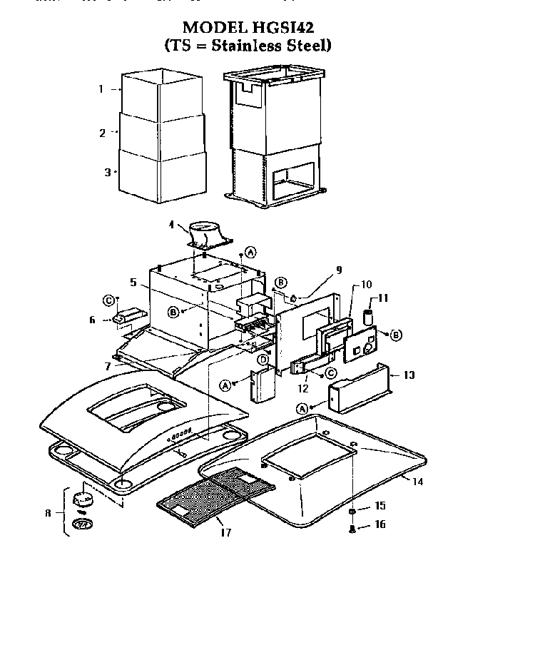 Section 5 Diagram and Parts List for HGSI42TS  Thermador Range Hood