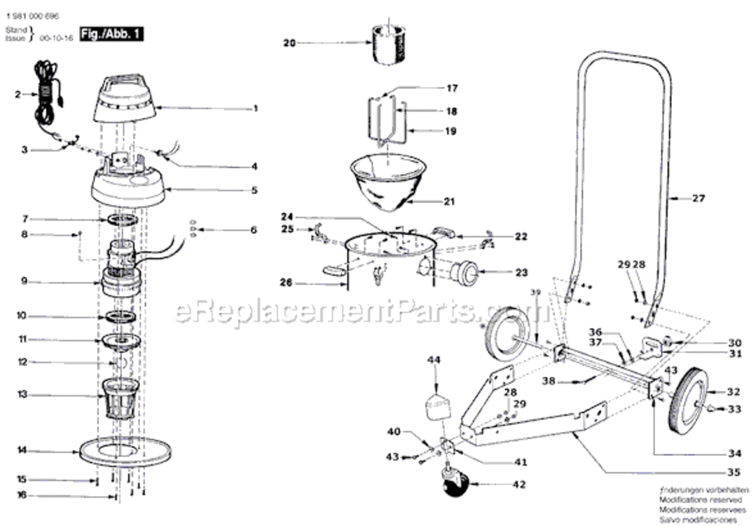 Page A Diagram and Parts List for 1702 1981000696 Bosch Leaf Blower / Vacuum