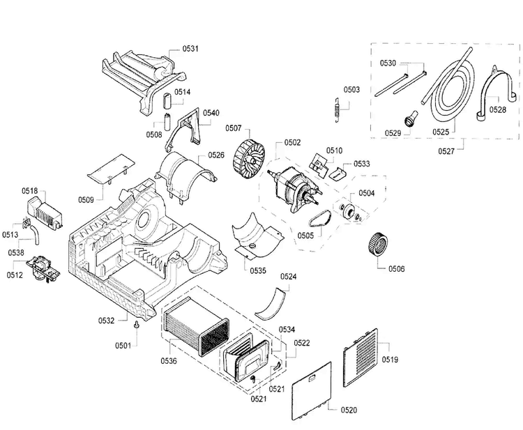 Motor Diagram and Parts List for WTB86200UC 07 Bosch Dryer