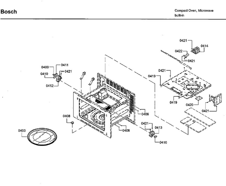 Cavity Diagram and Parts List for HMB50152UC 02 Bosch Microwave