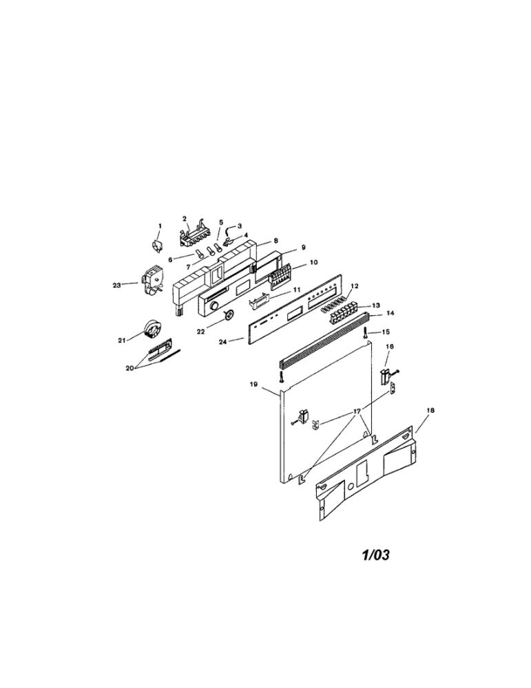 Fascia Panel And Outer Door Diagram and Parts List for SMI7052US 08 Bosch Dishwasher