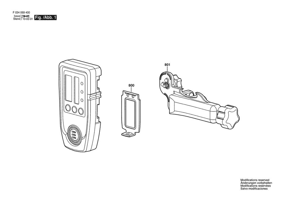Section 1 Diagram and Parts List for 57-LD90 F034069400 Bosch Laser Level