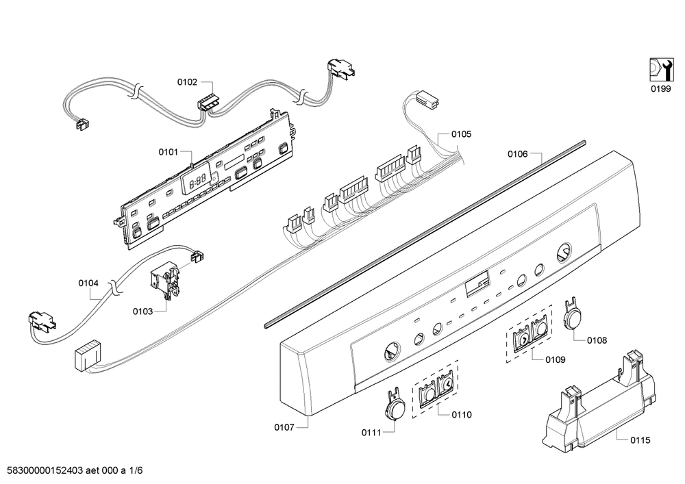 Diagram 1 Diagram and Parts List for SHE6AP02UC-06  Bosch Dishwasher