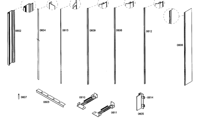 Molding Diagram and Parts List for B18ID80NRP 01 Bosch Freezer