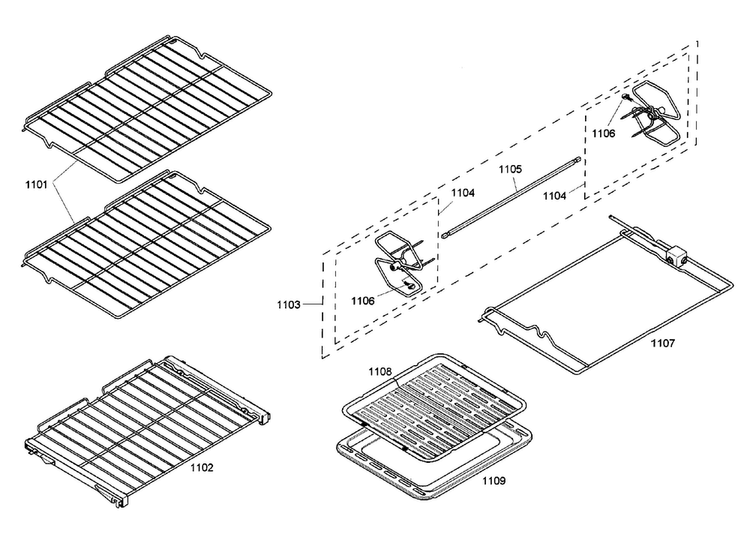 Oven Rack Diagram and Parts List for POM301 02 Thermador Microwave