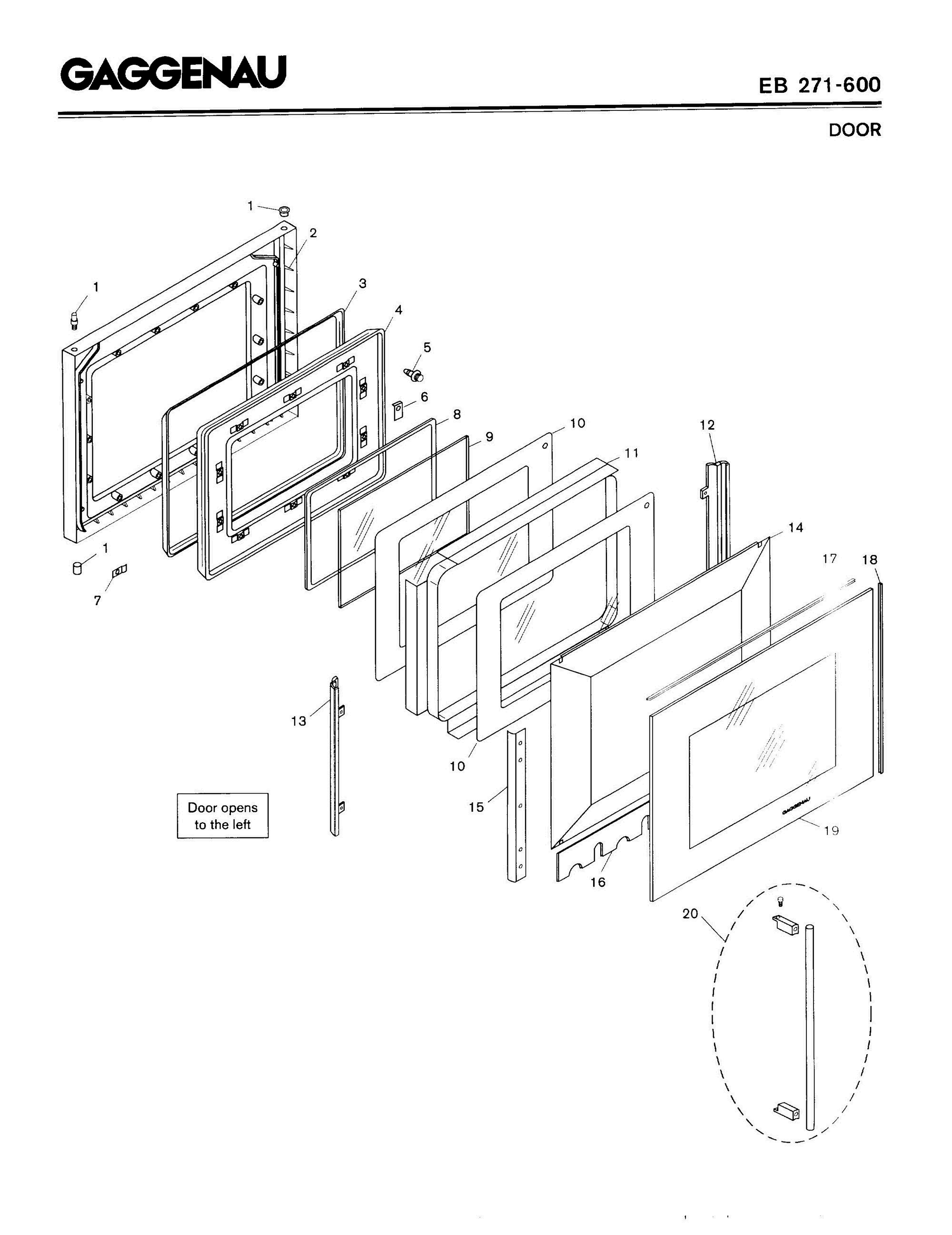 04 - DOOR Diagram and Parts List for EB271-600  Bosch Range
