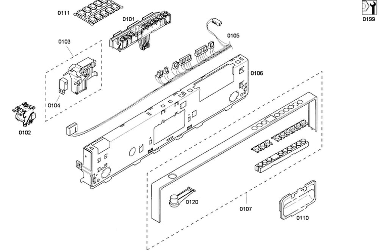 Control Panel Diagram and Parts List for DWHD630GPR 53 Thermador Dishwasher