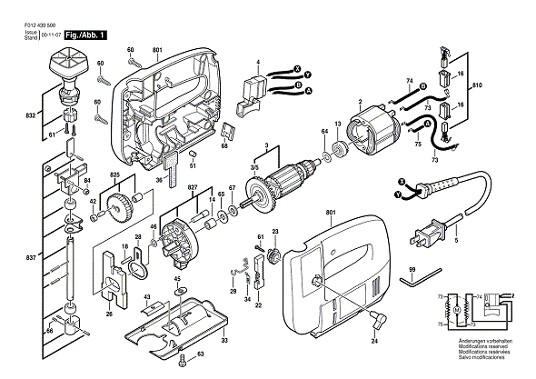 Bosch 4395type1 (F012439500) Diagram and Parts List for 4395 (TYPE1)(F012439500) Bosch Jig Saw