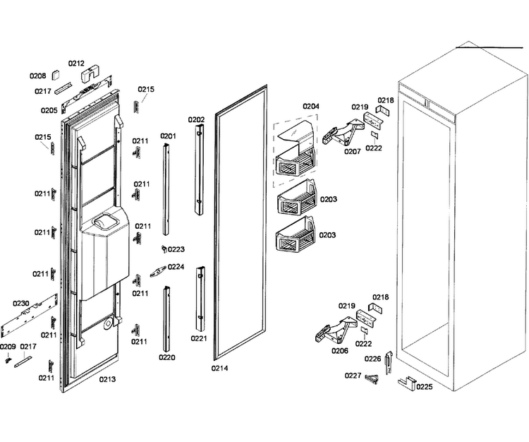 Door Assy Diagram and Parts List for T18ID80NLP 33 Thermador Freezer