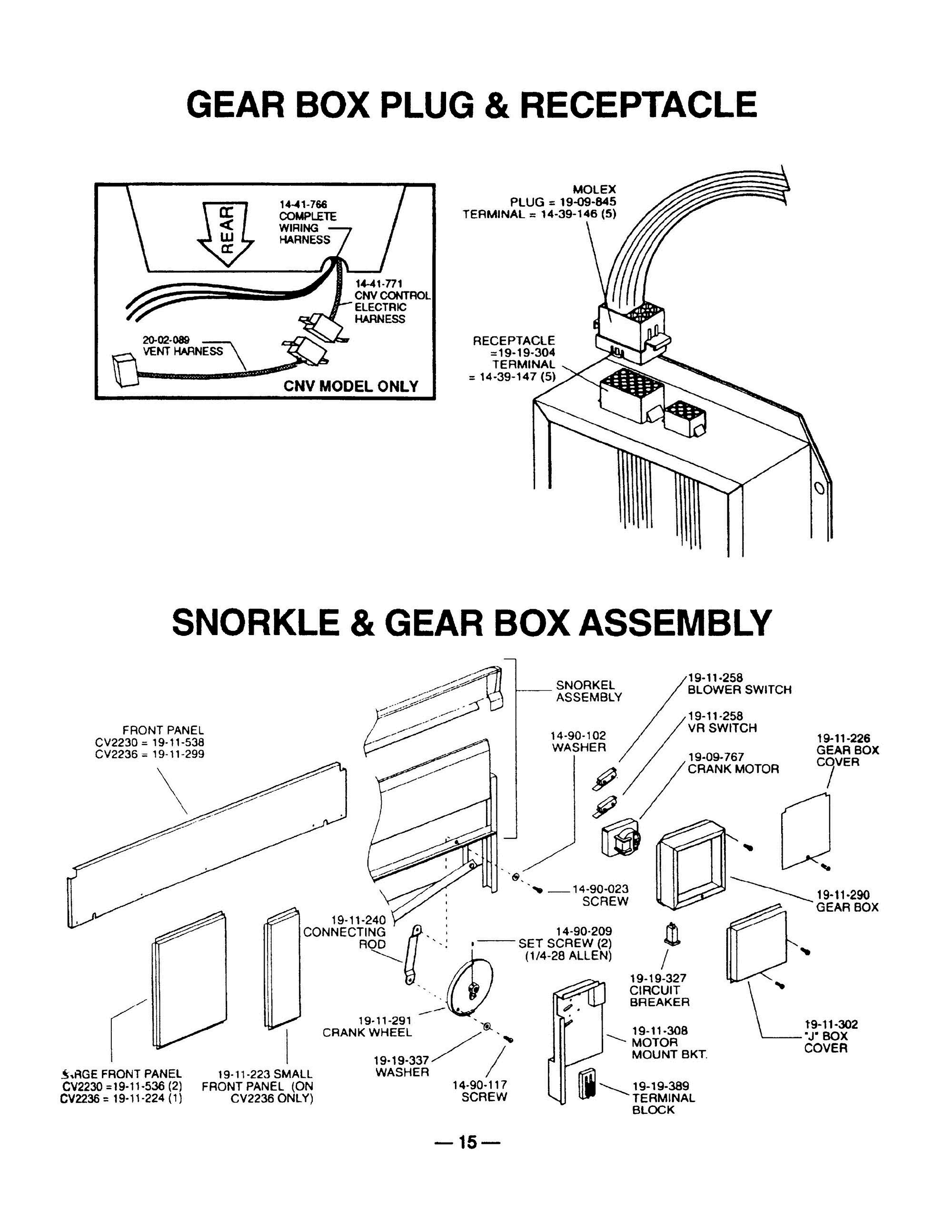 15 - GEAR BOX PLUG & SNORKEL GEAR BOX Diagram and Parts List for TMH30S  Bosch Range