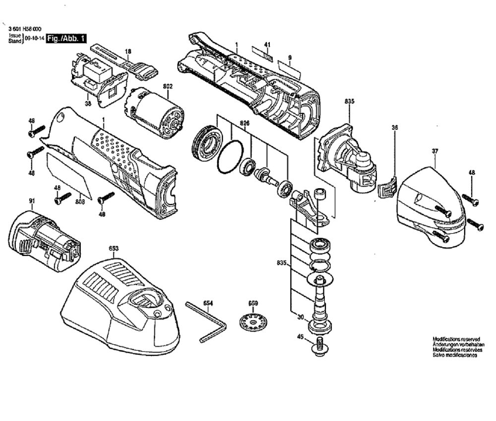 Multi Tool Diagram and Parts List for PS50-02  Bosch Multi-Tool