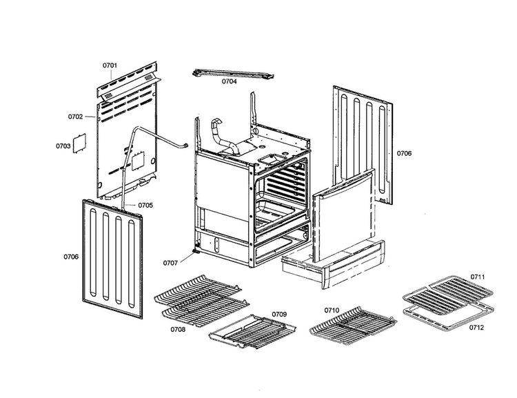 Side Panels/racks Diagram and Parts List for HDS7152U 01 Bosch Range