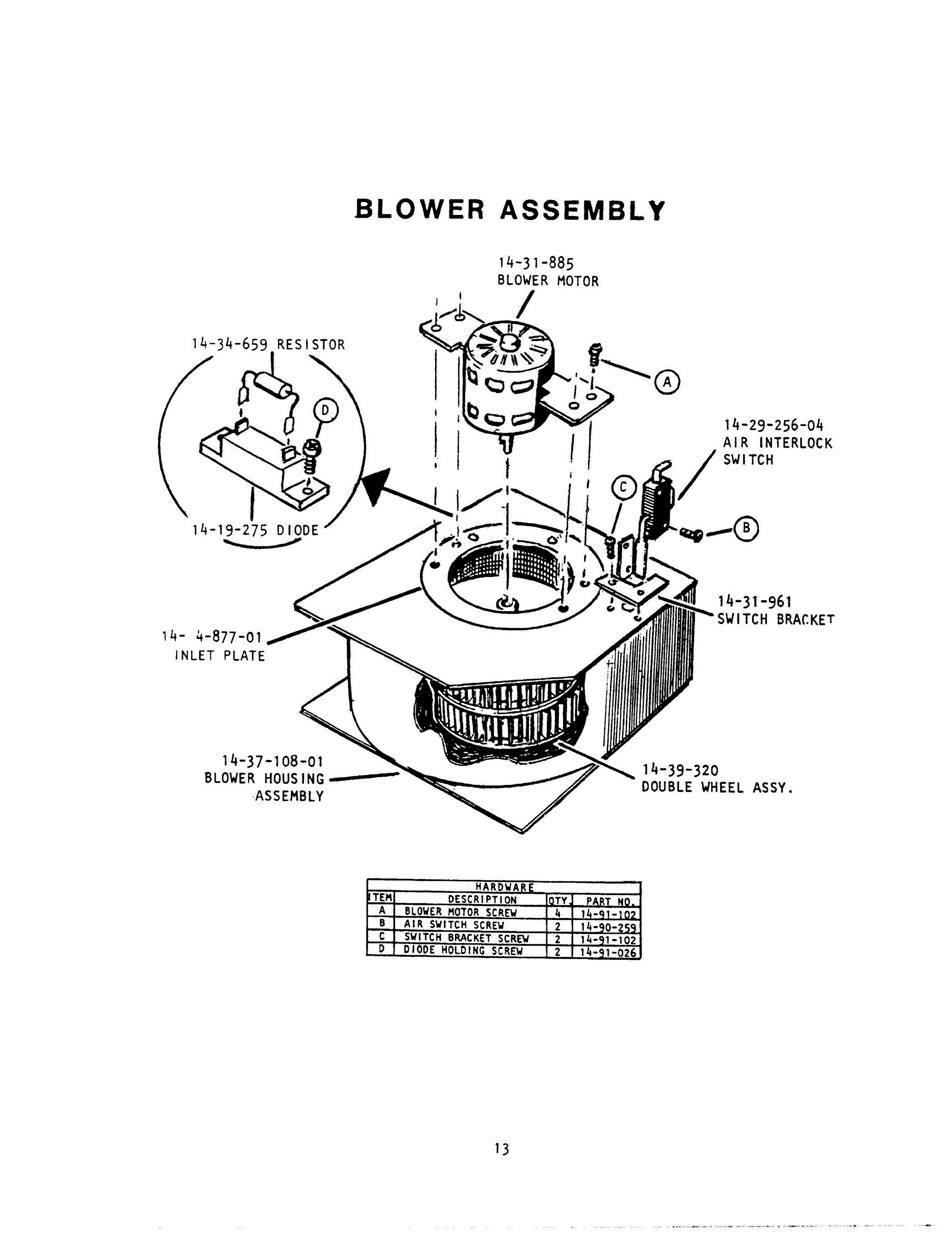 14 - BLOWER ASSEMBLY Diagram and Parts List for CMT-127  Bosch 