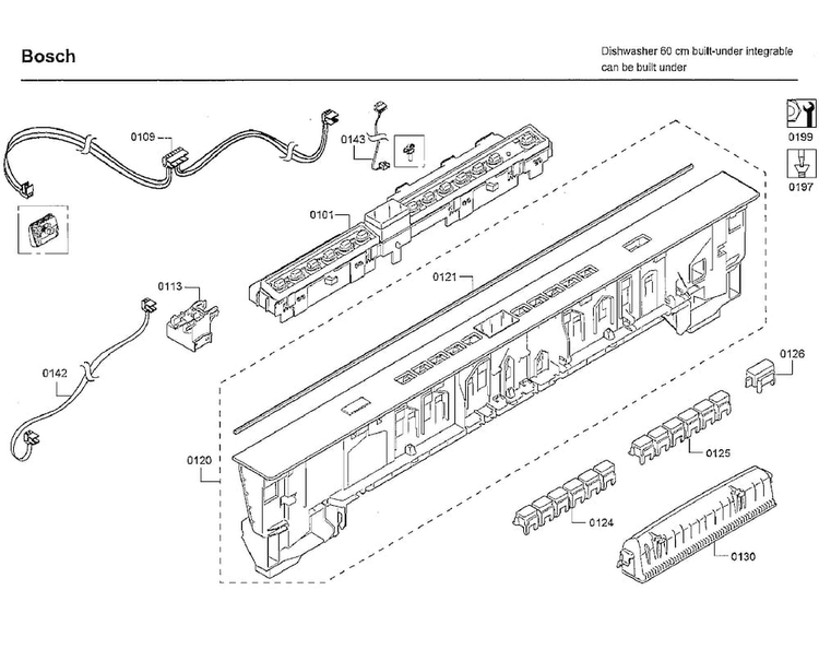 Control Panel Diagram and Parts List for SHPM65W56N 01 Bosch Dishwasher