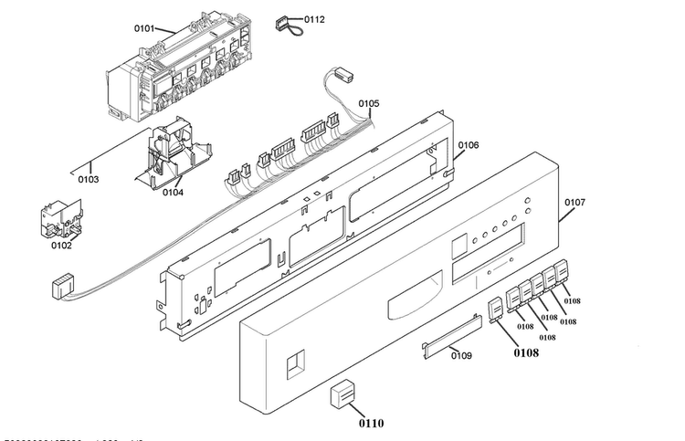 Control Panel Diagram and Parts List for SHU5302UC 14 Bosch Dishwasher
