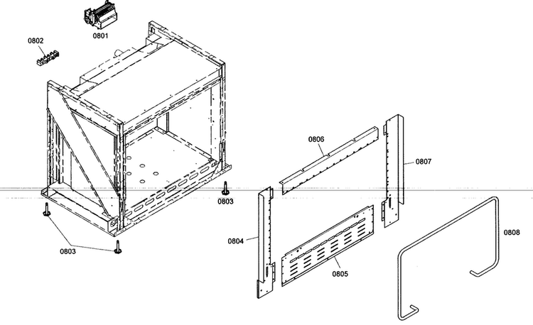 Oven Cabinet Parts Diagram and Parts List for PRG364ELH01  Thermador Range